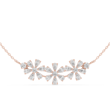Luxury Pear-Cut Diamond Floral Pendant Necklace in 14K Gold