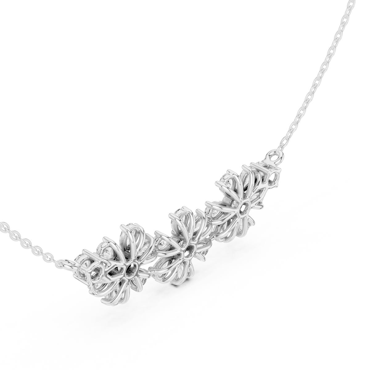 Luxury Pear-Cut Diamond Floral Pendant Necklace in 14K Gold