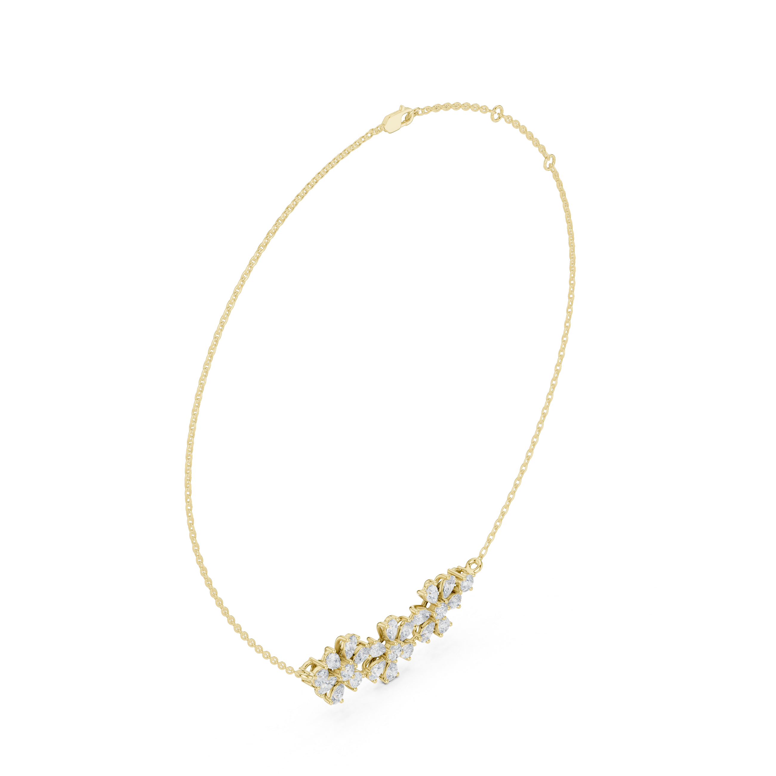 Luxury Pear-Cut Diamond Floral Pendant Necklace in 14K Gold