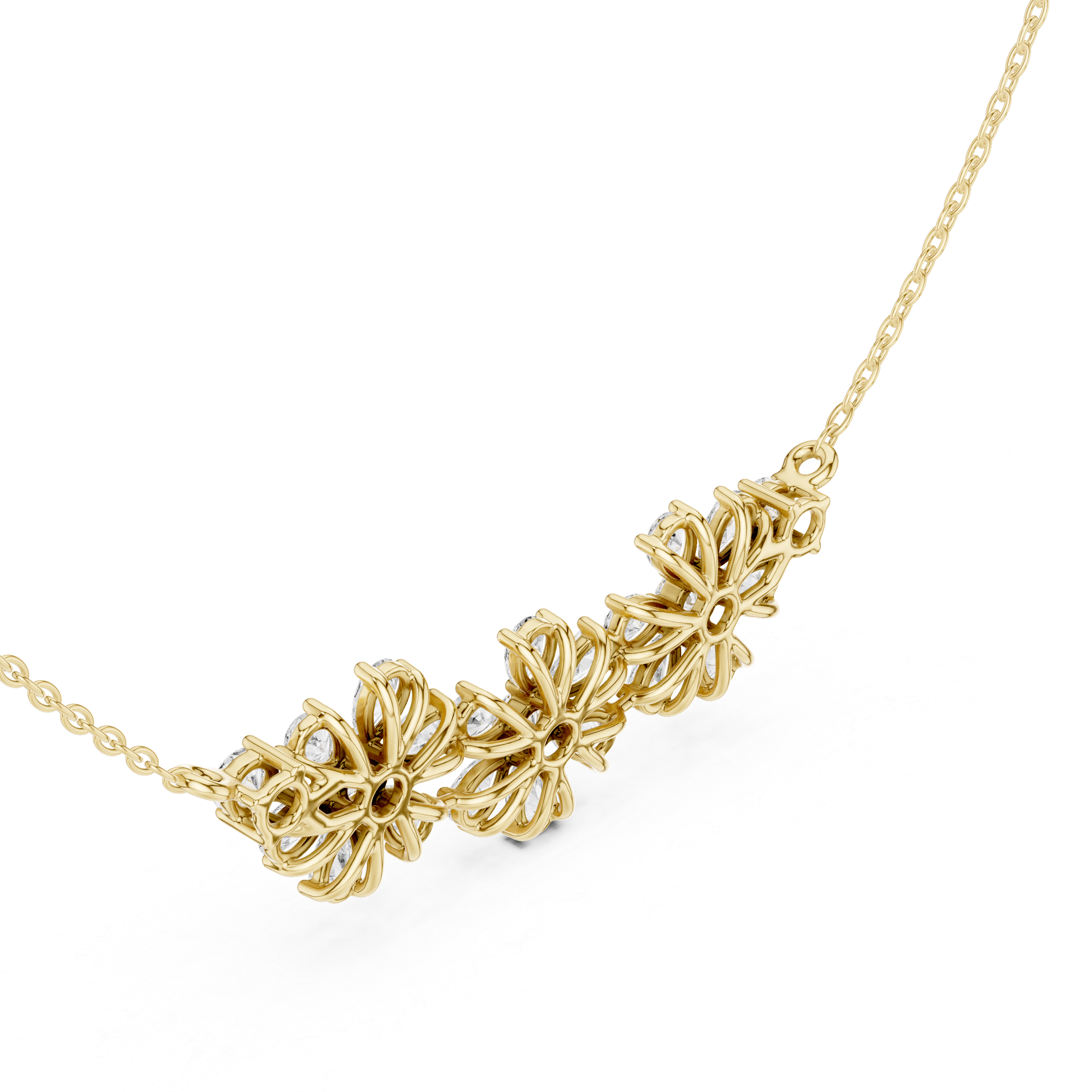 Luxury Pear-Cut Diamond Floral Pendant Necklace in 14K Gold