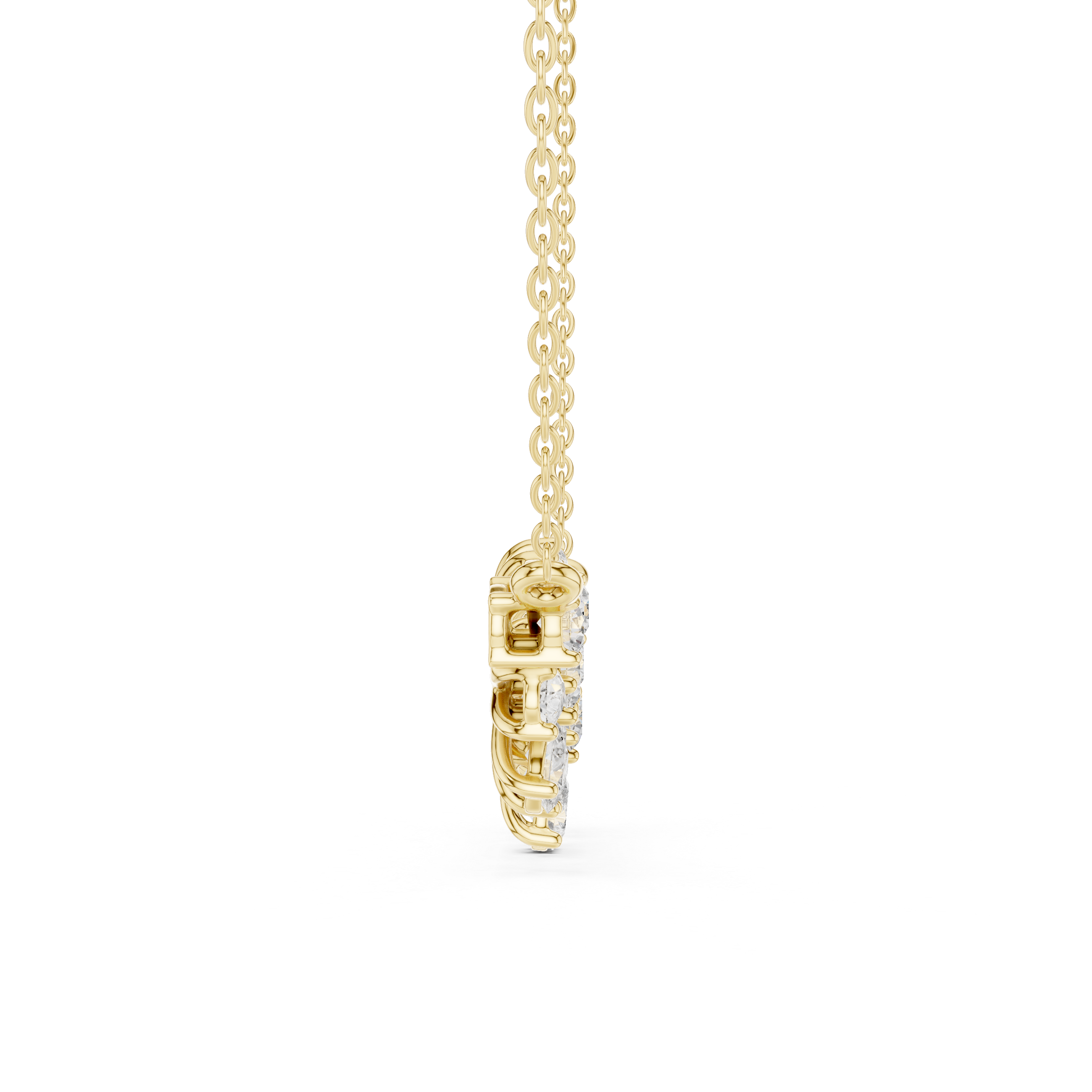 Luxury Pear-Cut Diamond Floral Pendant Necklace in 14K Gold