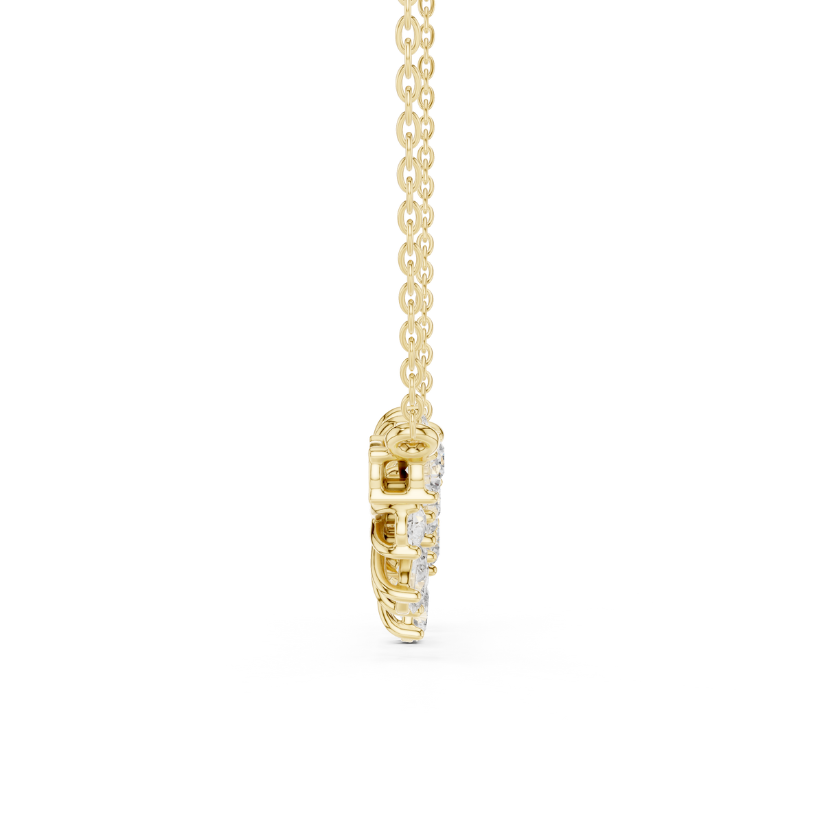 Luxury Pear-Cut Diamond Floral Pendant Necklace in 14K Gold