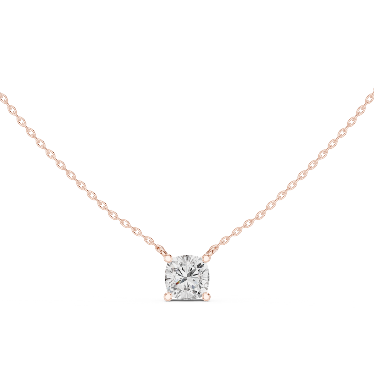 Luxury Cushion Cut Diamond Solitaire Pendant in 18K Gold