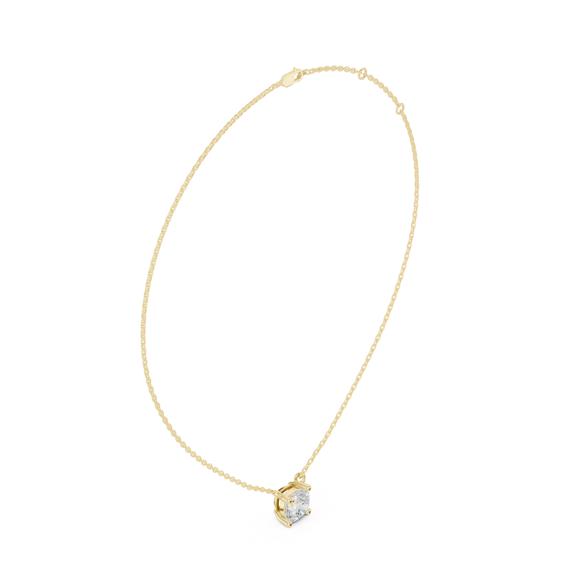 Luxury Cushion Cut Diamond Solitaire Pendant in 18K Gold