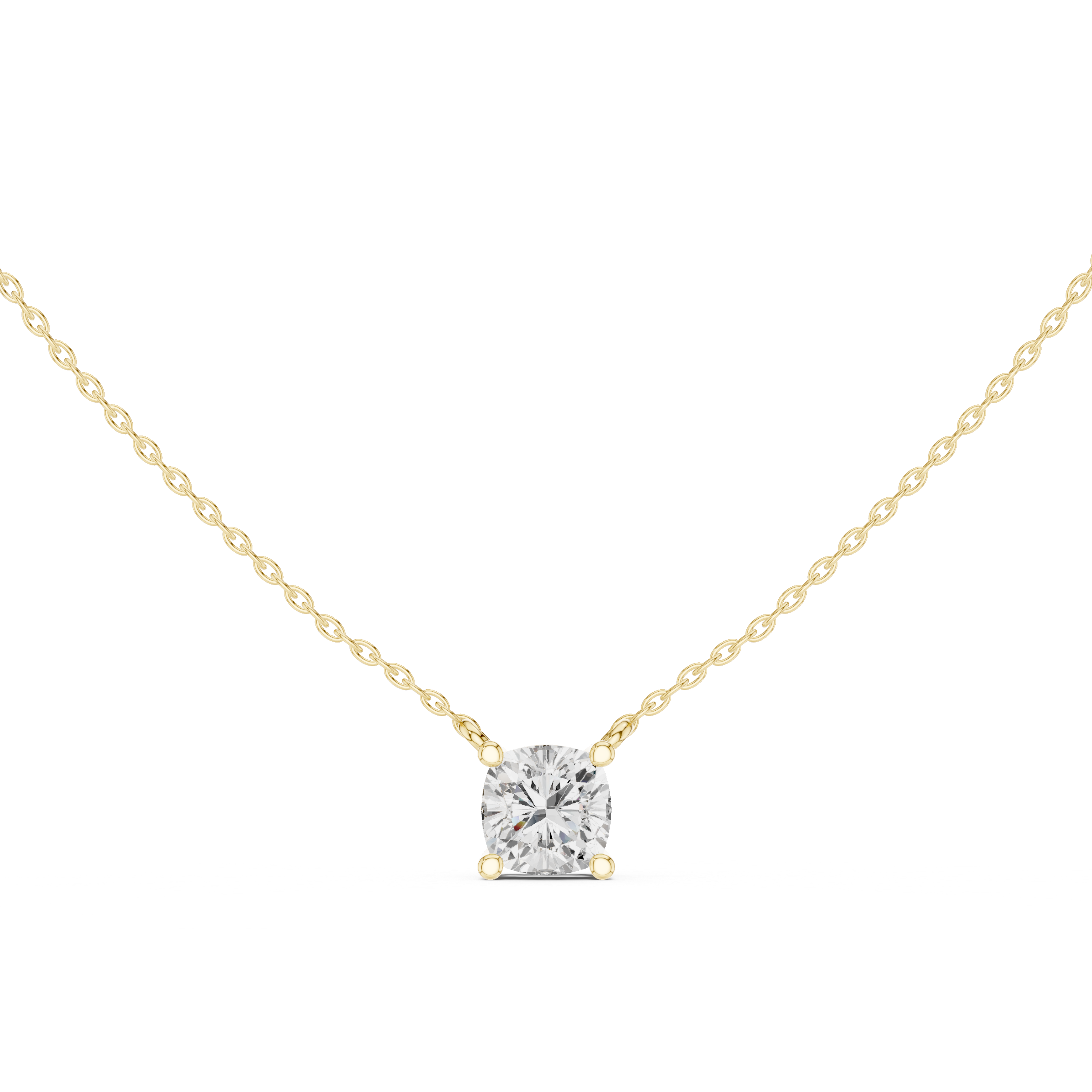 Luxury Cushion Cut Diamond Solitaire Pendant in 18K Gold