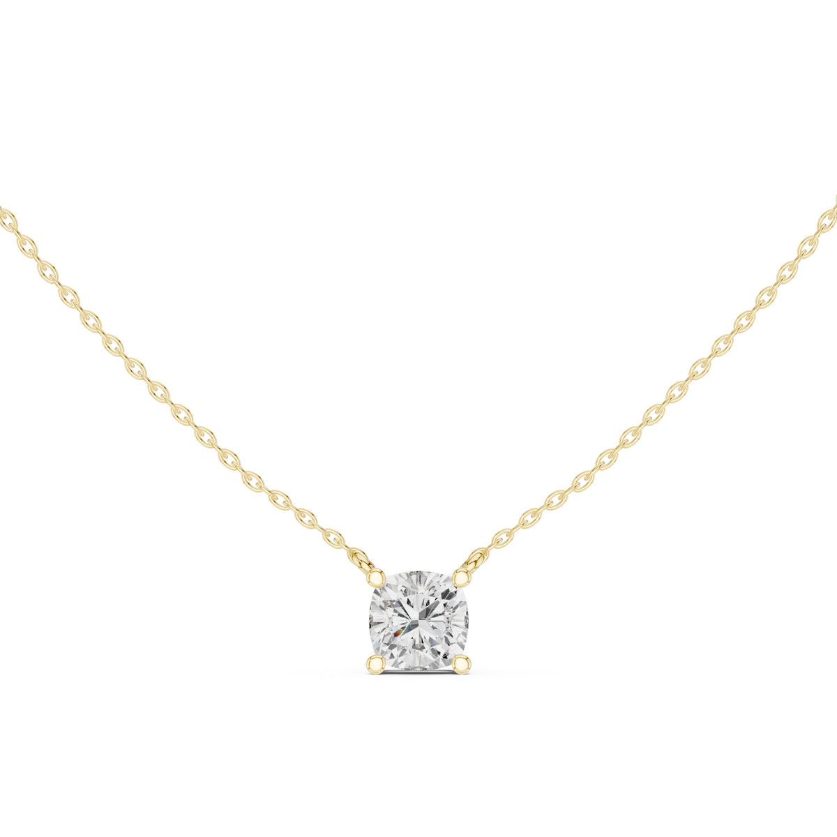Luxury Cushion Cut Diamond Solitaire Pendant in 18K Gold