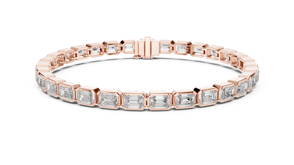 Luxury Emerald-Cut Lab-Grown Diamond Tennis Bracelet in 14K Gold