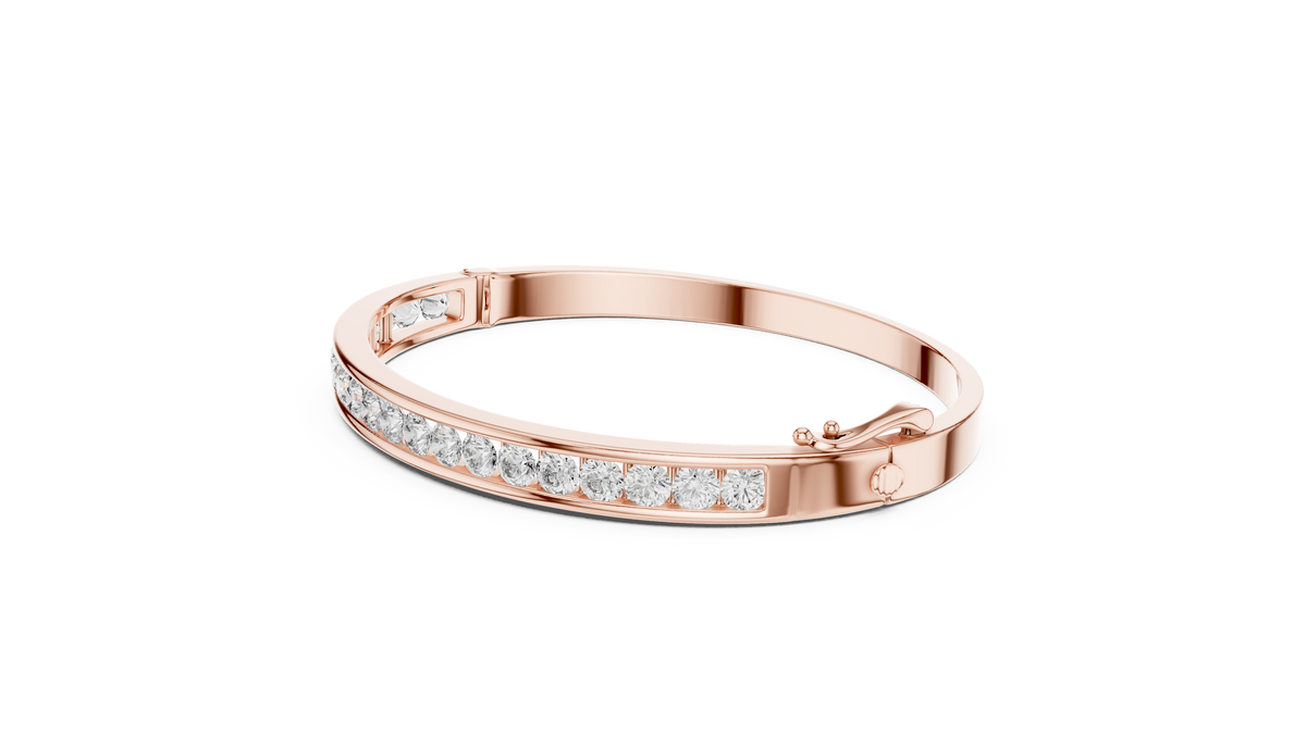 Luxury Channel-Set Lab-Grown Diamond Bangle Bracelet in 14K Gold