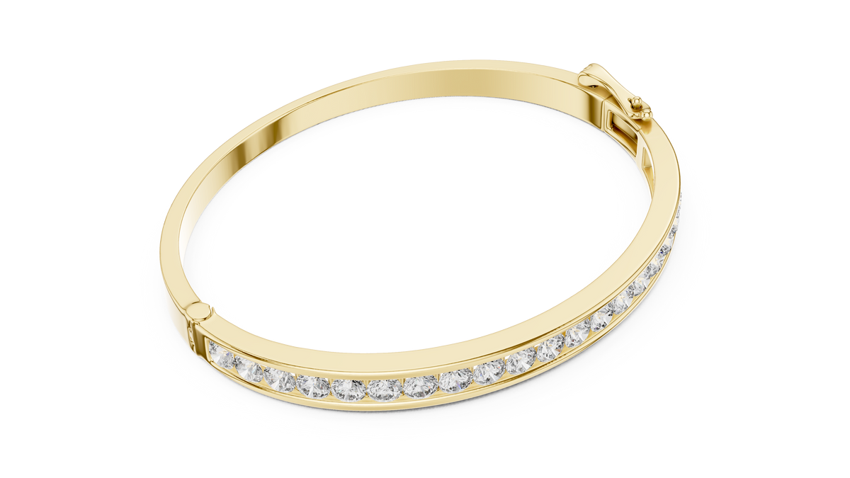 Luxury Channel-Set Lab-Grown Diamond Bangle Bracelet in 14K Gold