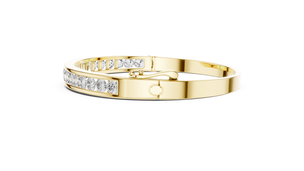 Luxury Channel-Set Lab-Grown Diamond Bangle Bracelet in 14K Gold