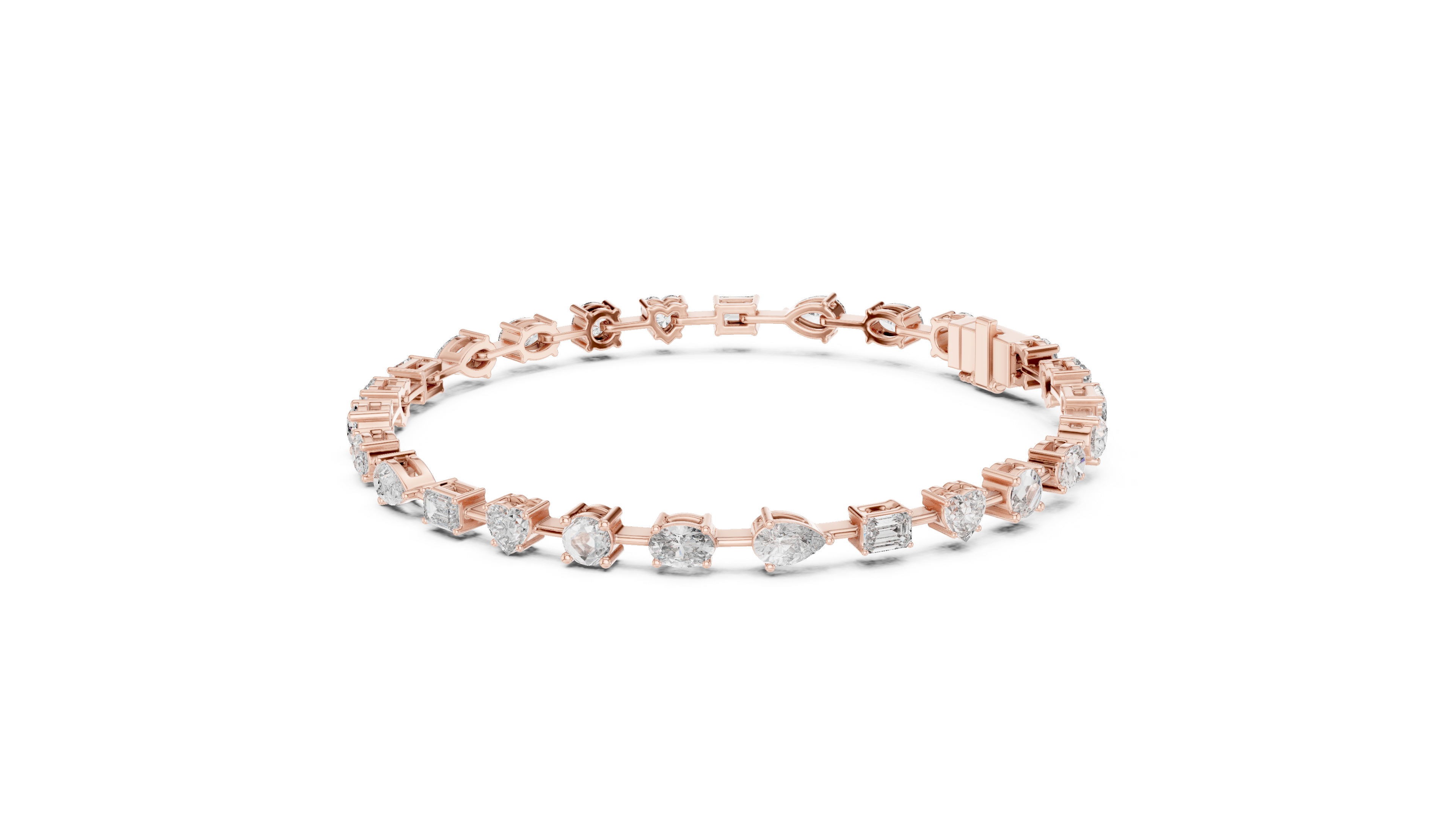 Luxury Multi-Shape Diamond Bracelet in 14K Gold
