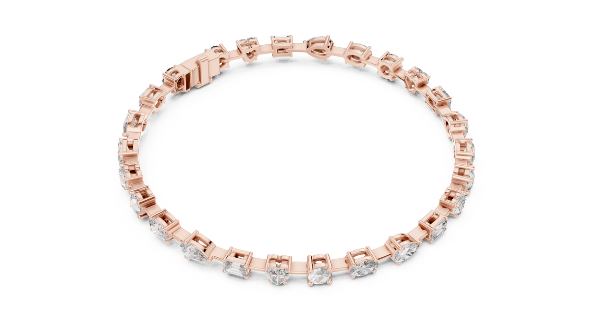 Luxury Multi-Shape Diamond Bracelet in 14K Gold