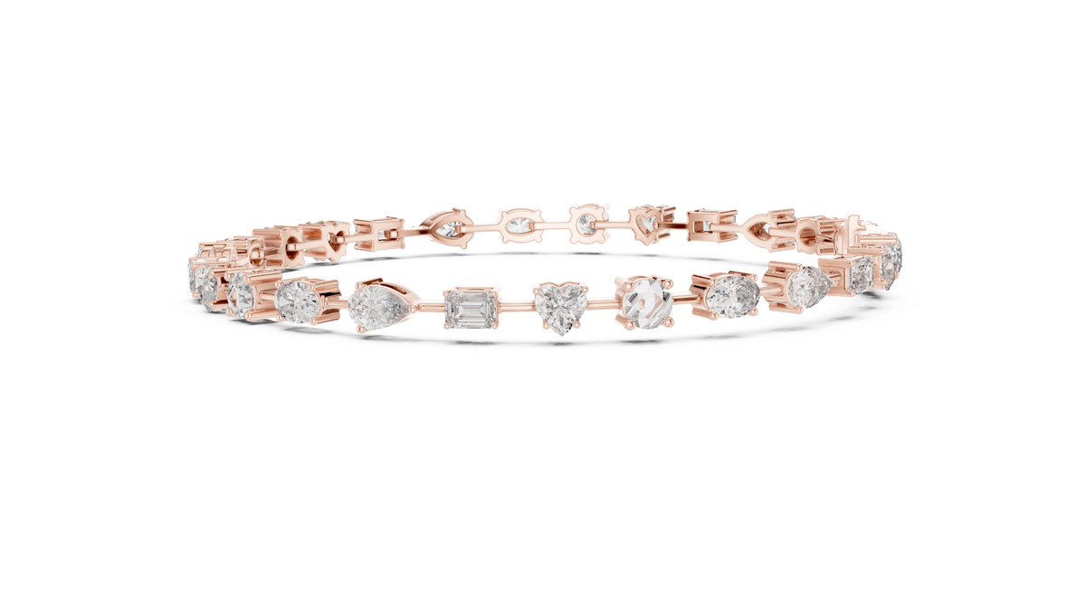 Luxury Multi-Shape Diamond Bracelet in 14K Gold