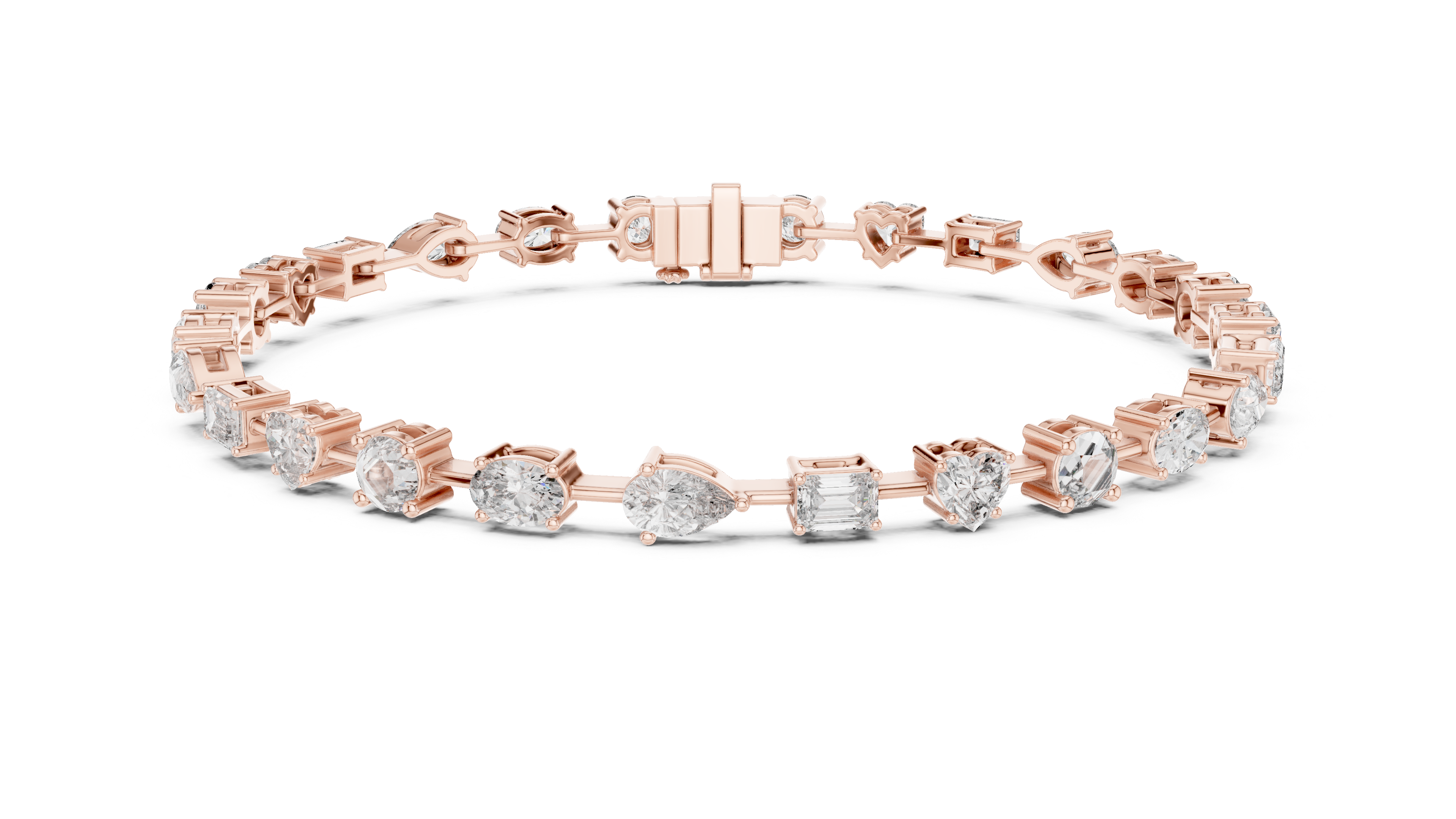 Luxury Multi-Shape Diamond Bracelet in 14K Gold