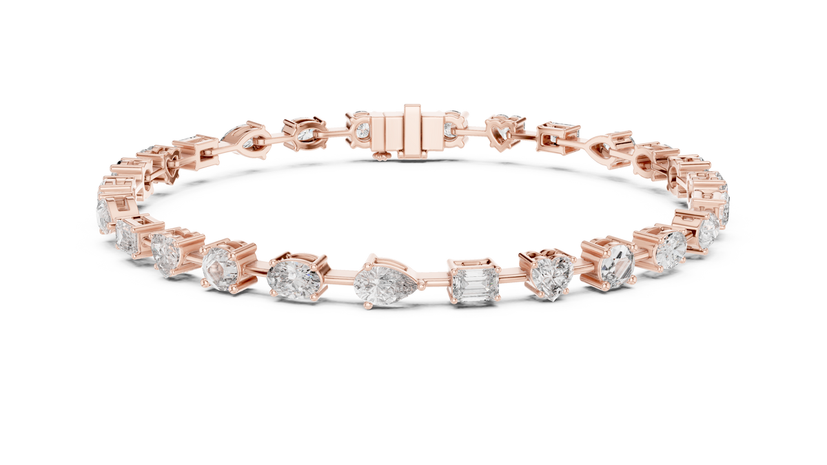 Luxury Multi-Shape Diamond Bracelet in 14K Gold