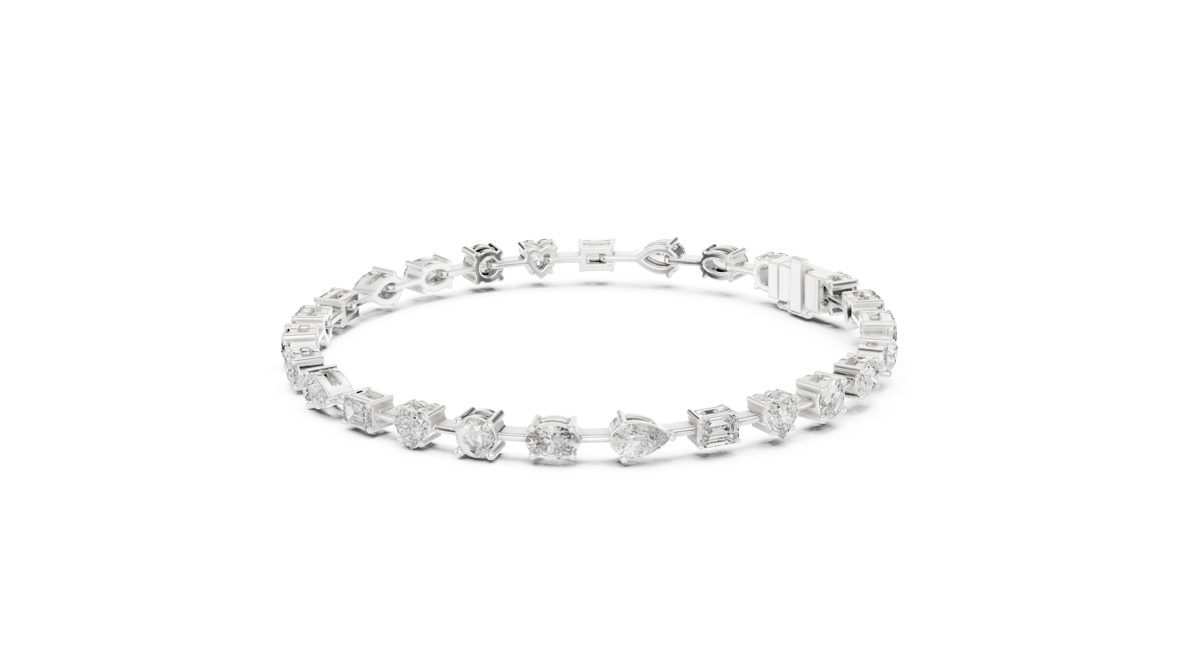 Luxury Multi-Shape Diamond Bracelet in 14K Gold