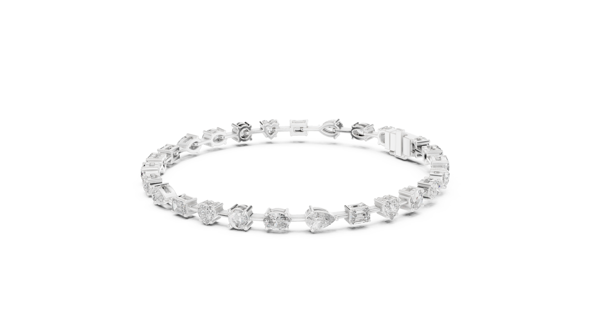 Luxury Multi-Shape Diamond Bracelet in 14K Gold