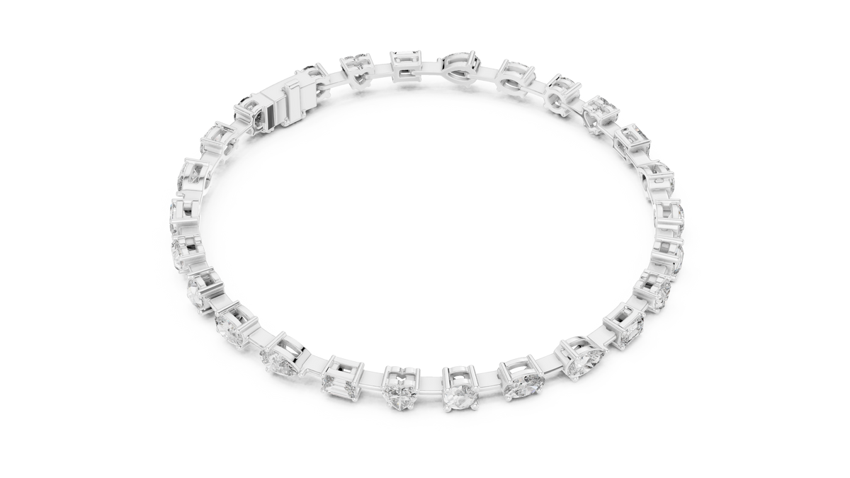Luxury Multi-Shape Diamond Bracelet in 14K Gold