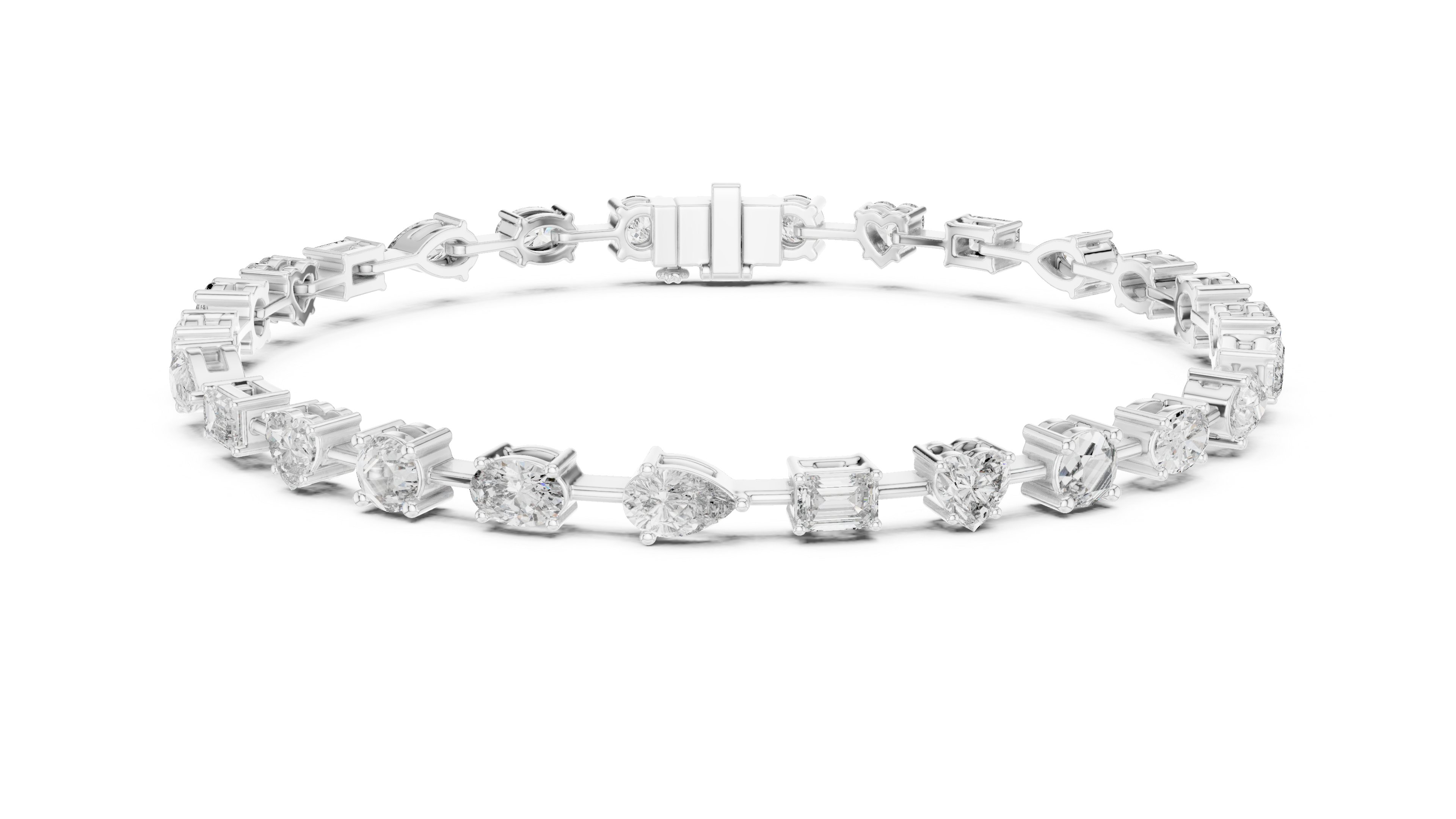 Luxury Multi-Shape Diamond Bracelet in 14K Gold