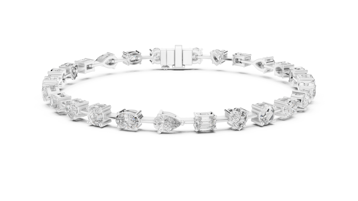 Luxury Multi-Shape Diamond Bracelet in 14K Gold