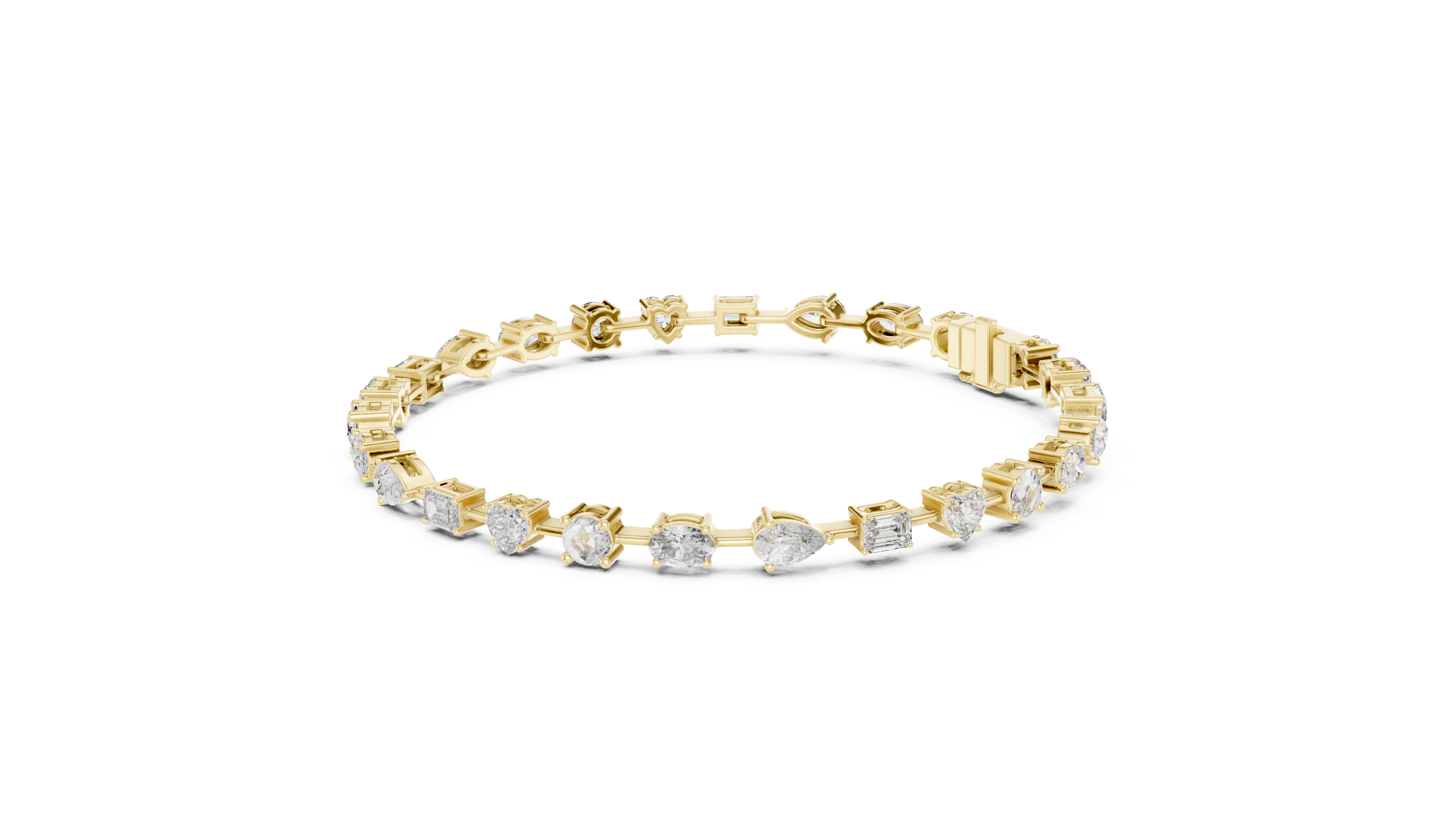 Luxury Multi-Shape Diamond Bracelet in 14K Gold