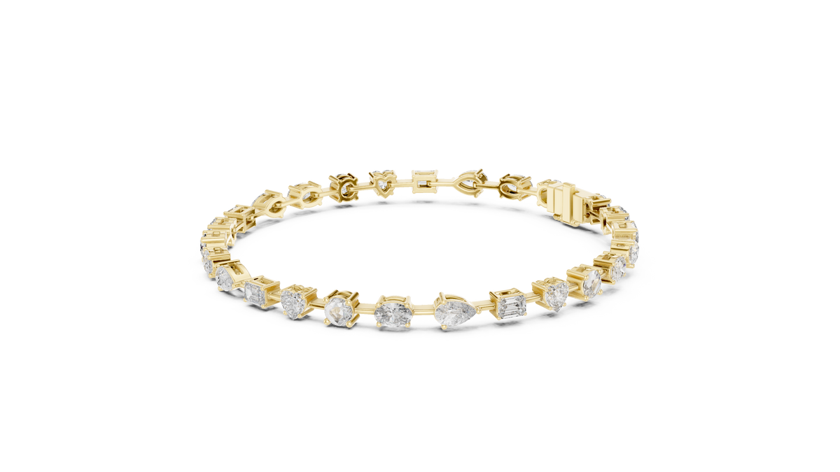 Luxury Multi-Shape Diamond Bracelet in 14K Gold