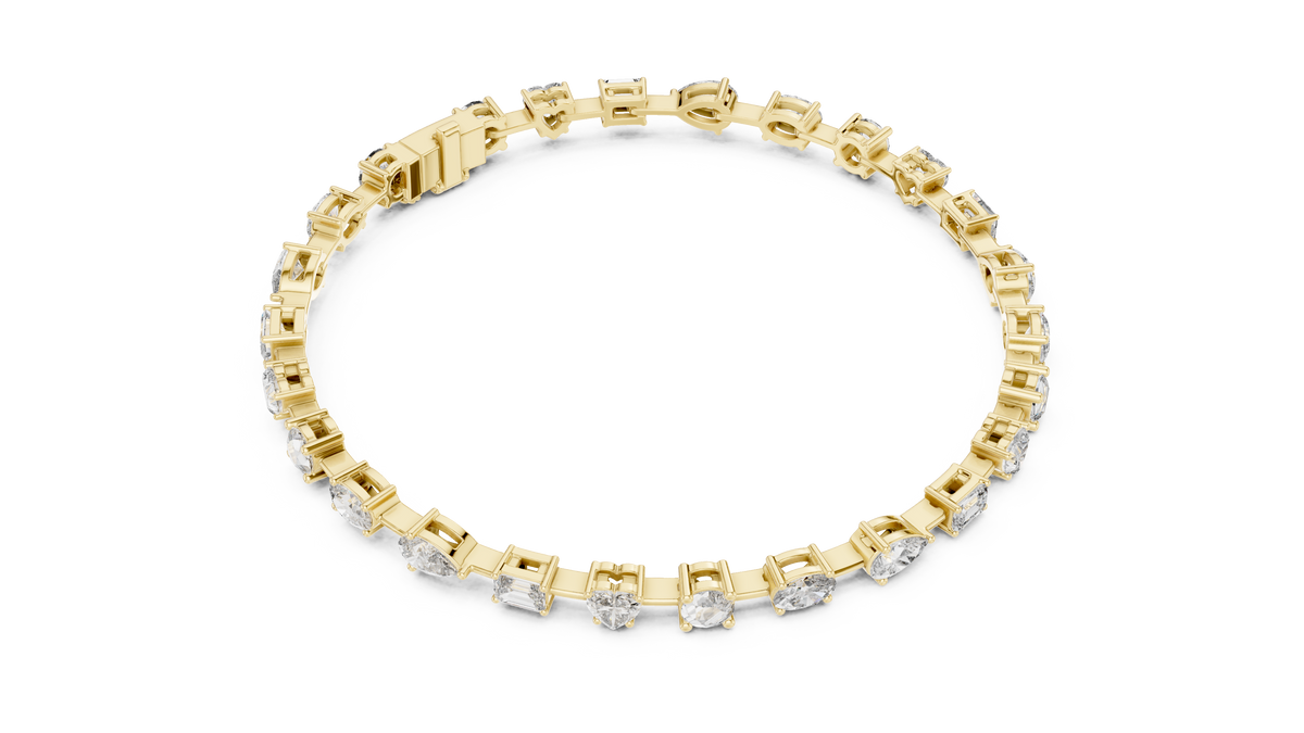 Luxury Multi-Shape Diamond Bracelet in 14K Gold