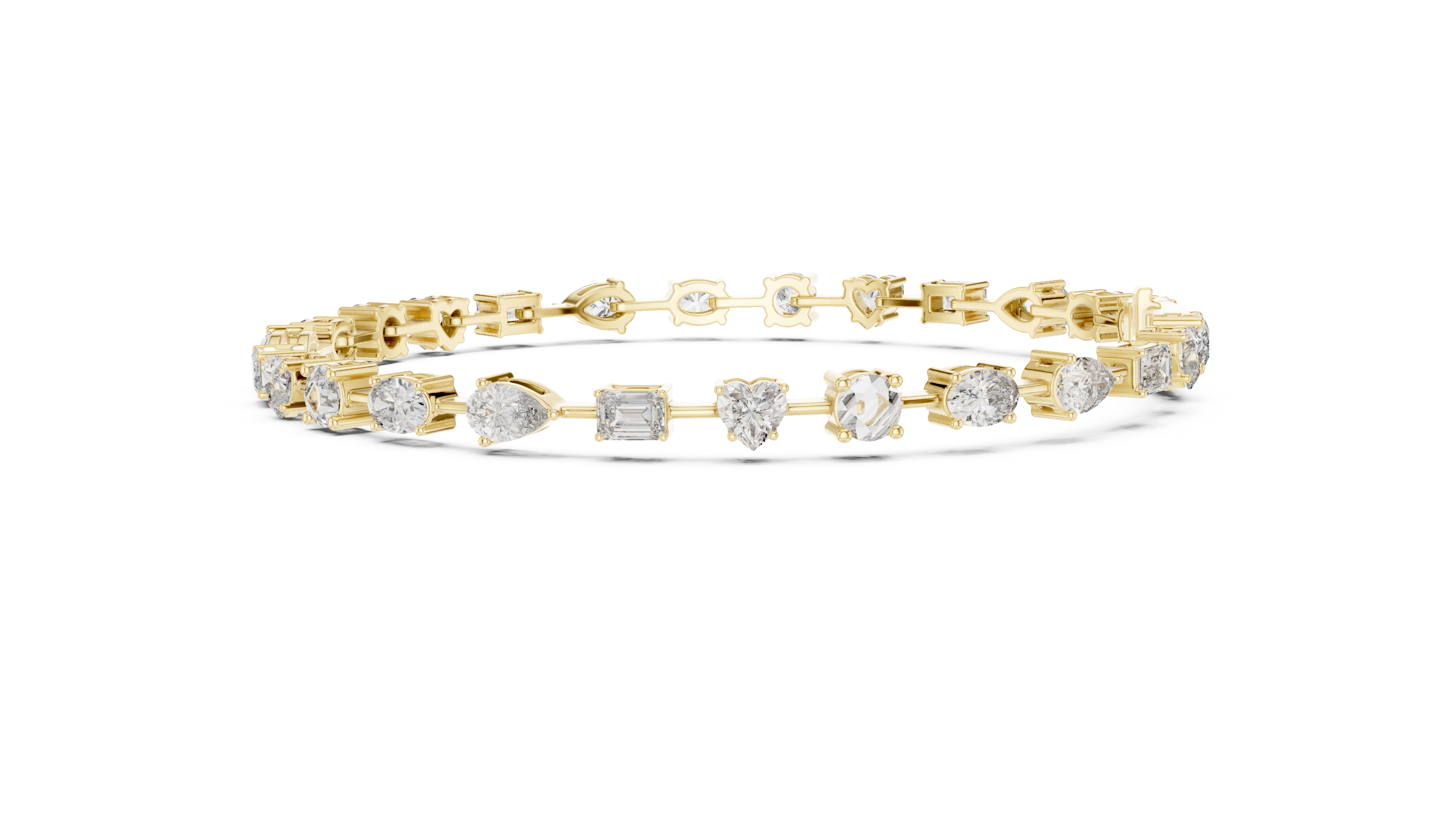 Luxury Multi-Shape Diamond Bracelet in 14K Gold