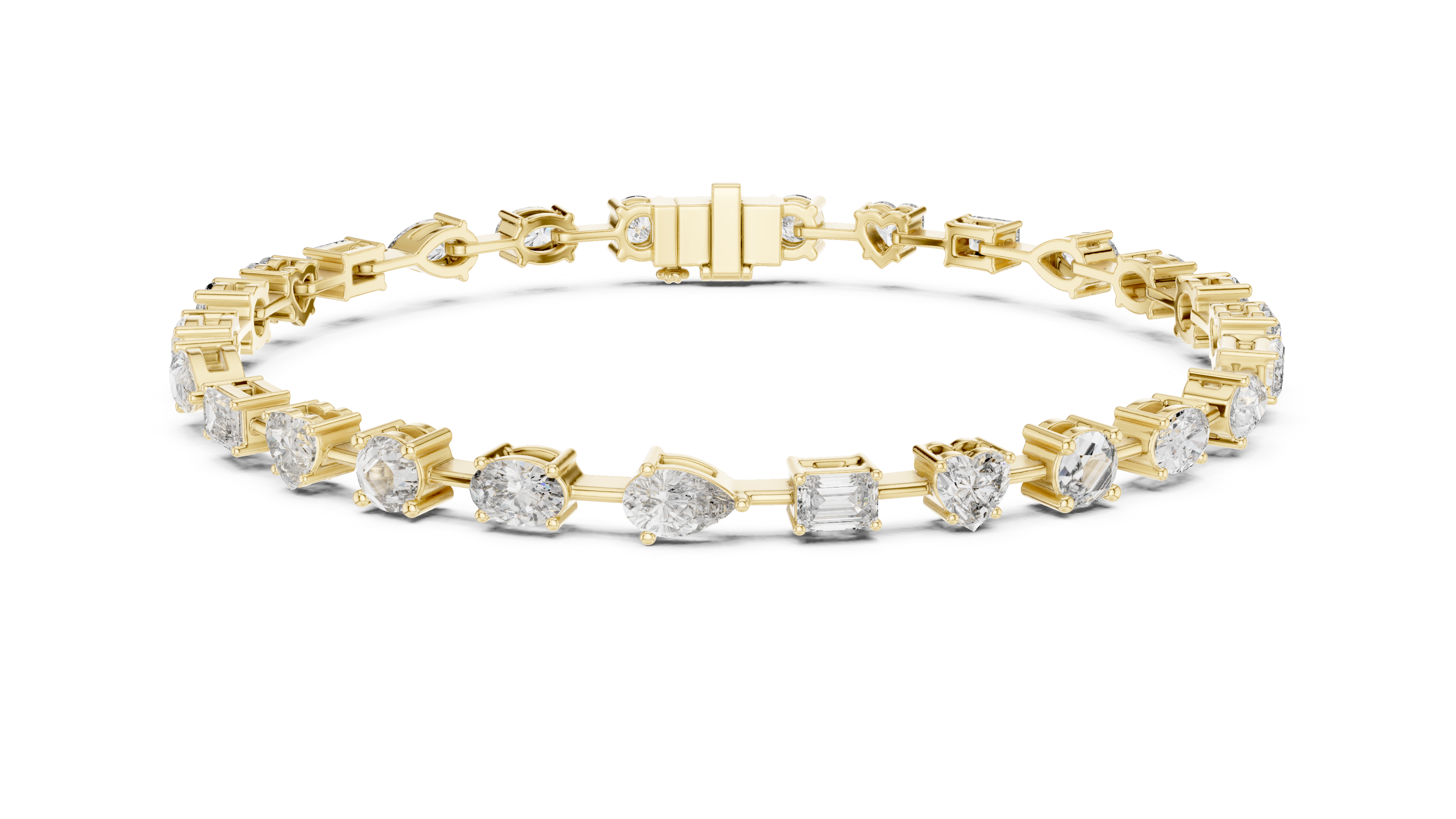 Luxury Multi-Shape Diamond Bracelet in 14K Gold