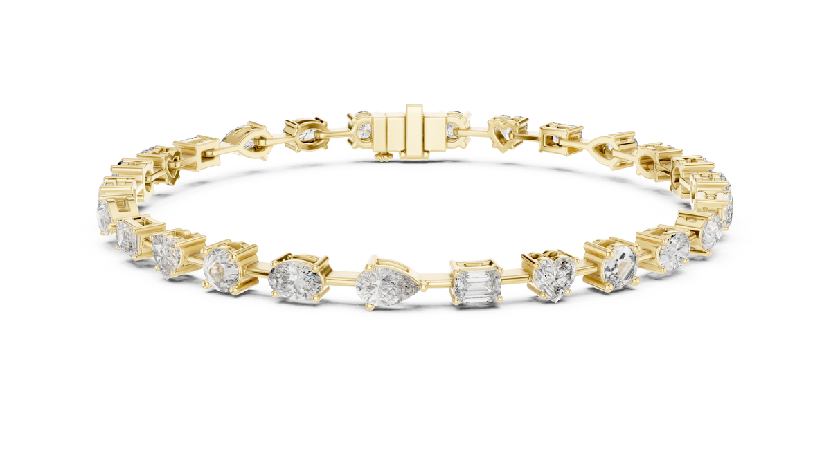Luxury Multi-Shape Diamond Bracelet in 14K Gold