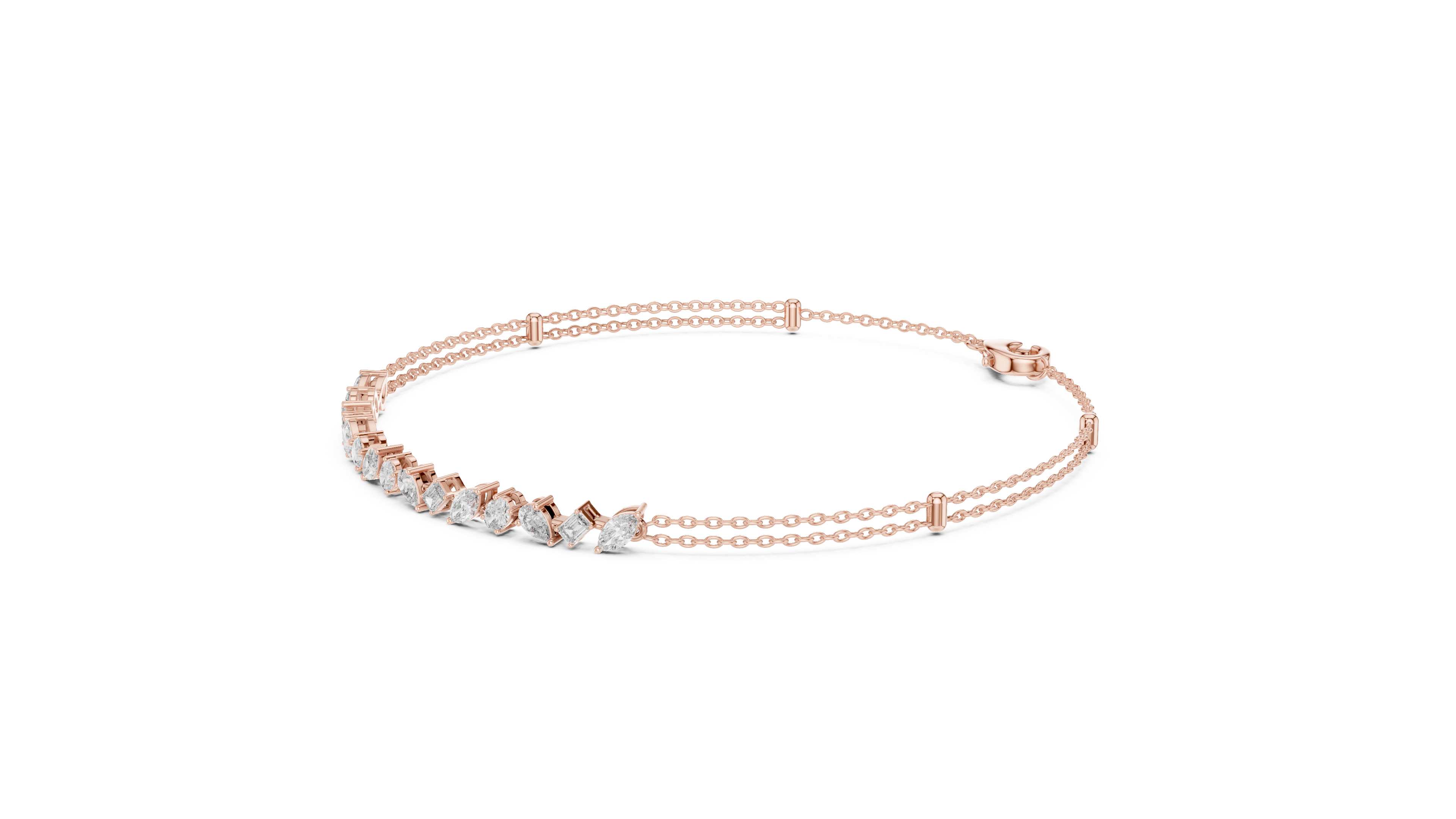 Luxury Multi-Shape Diamond Chain Bracelet in 14K Gold