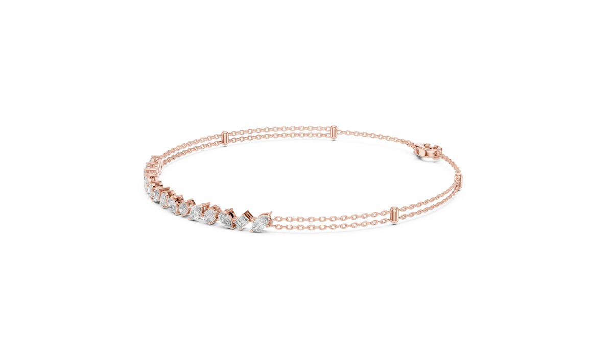 Luxury Multi-Shape Diamond Chain Bracelet in 14K Gold