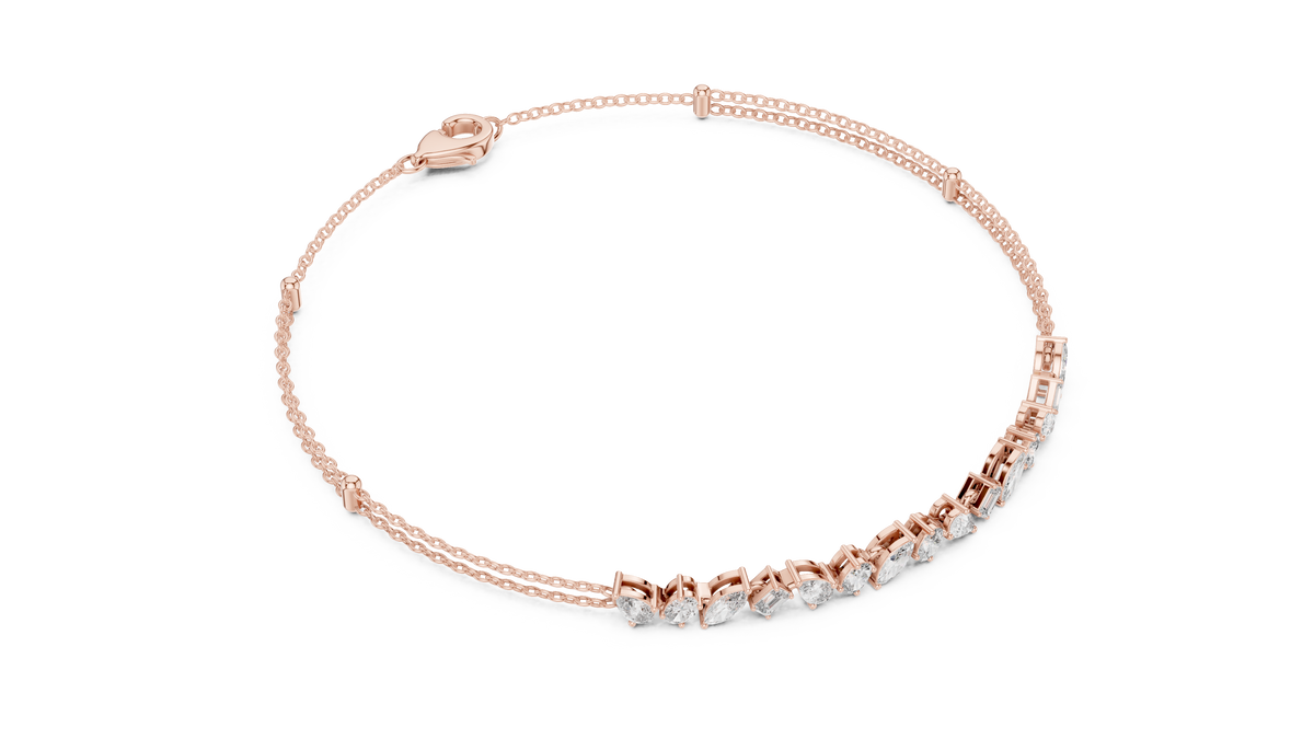 Luxury Multi-Shape Diamond Chain Bracelet in 14K Gold