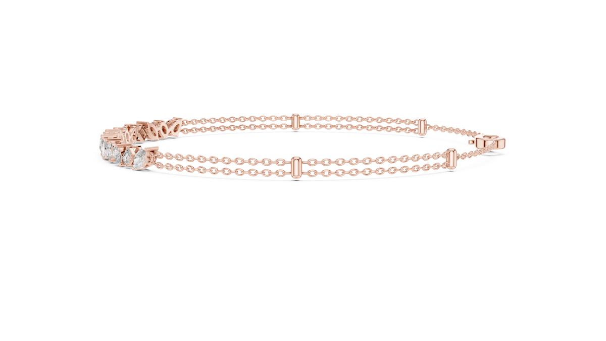 Luxury Multi-Shape Diamond Chain Bracelet in 14K Gold