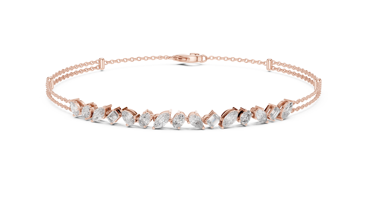 Luxury Multi-Shape Diamond Chain Bracelet in 14K Gold
