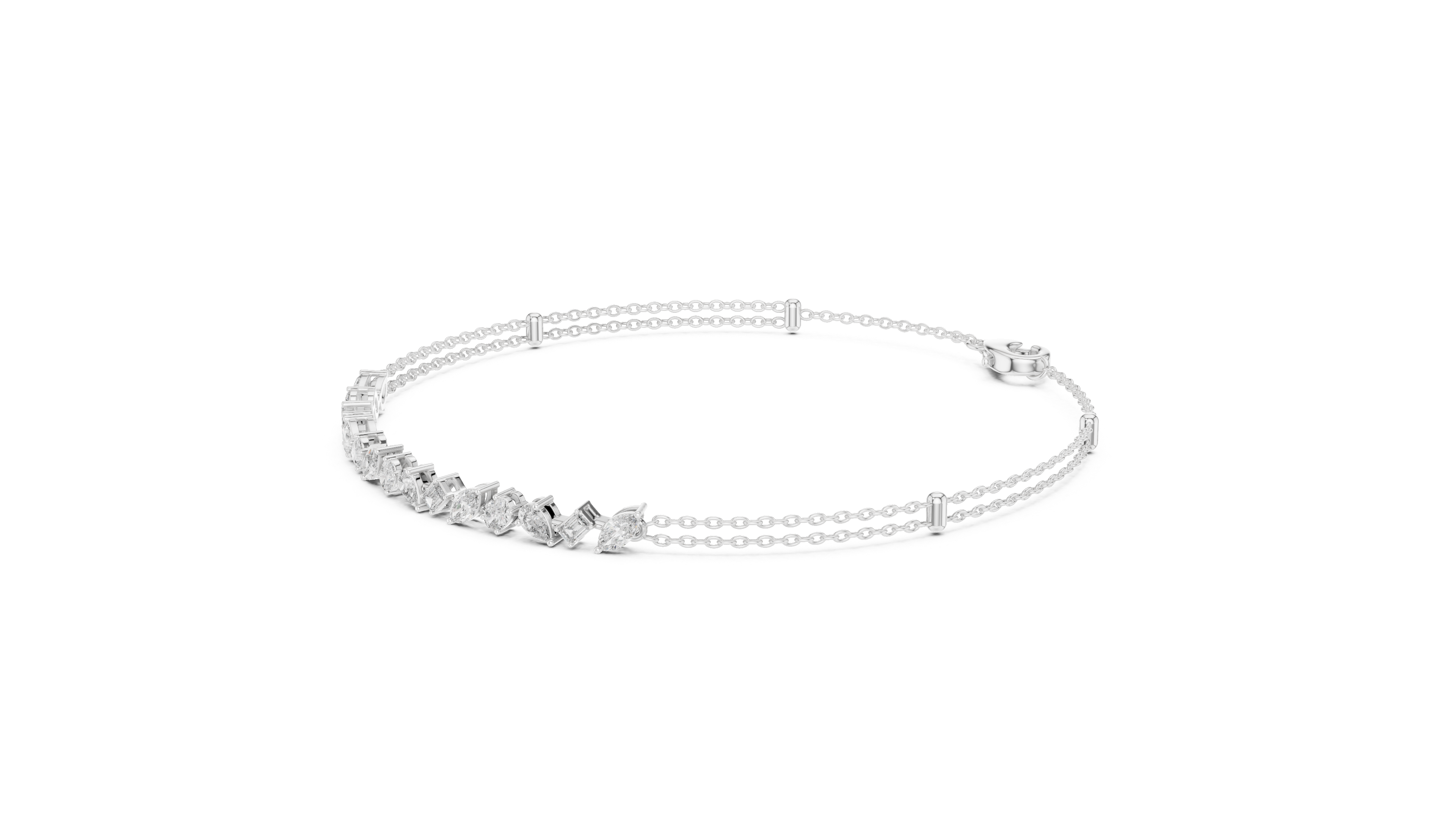 Luxury Multi-Shape Diamond Chain Bracelet in 14K Gold