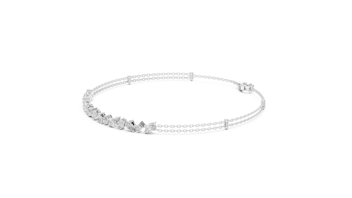 Luxury Multi-Shape Diamond Chain Bracelet in 14K Gold