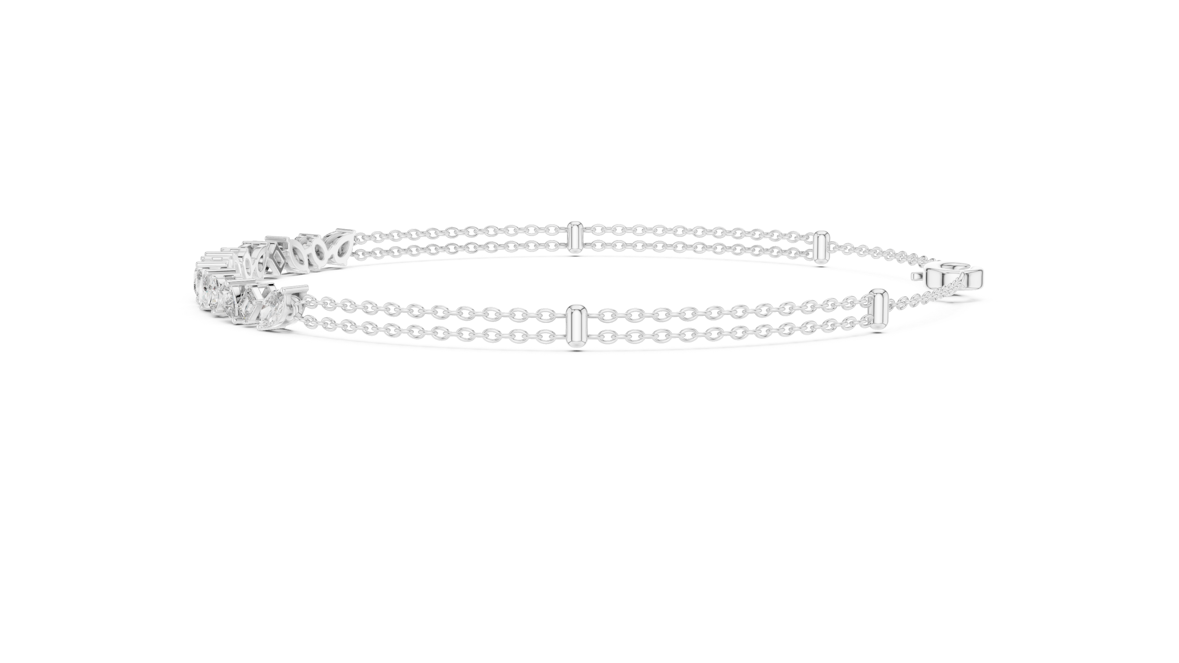 Luxury Multi-Shape Diamond Chain Bracelet in 14K Gold