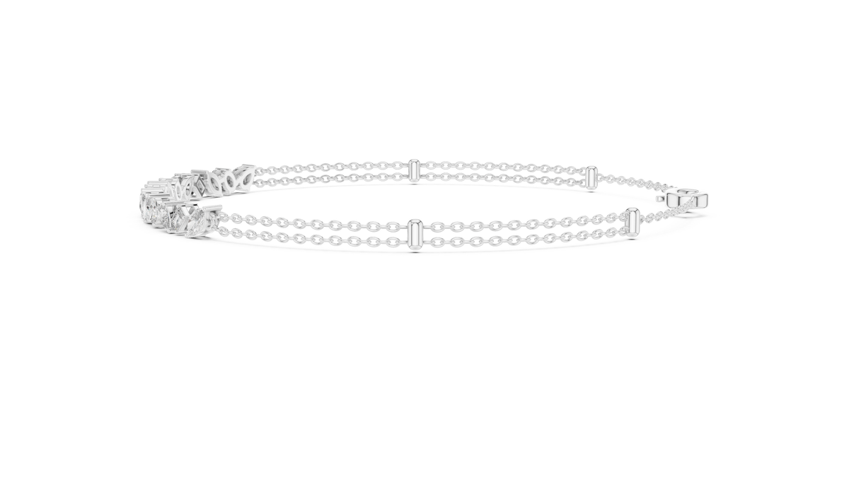 Luxury Multi-Shape Diamond Chain Bracelet in 14K Gold