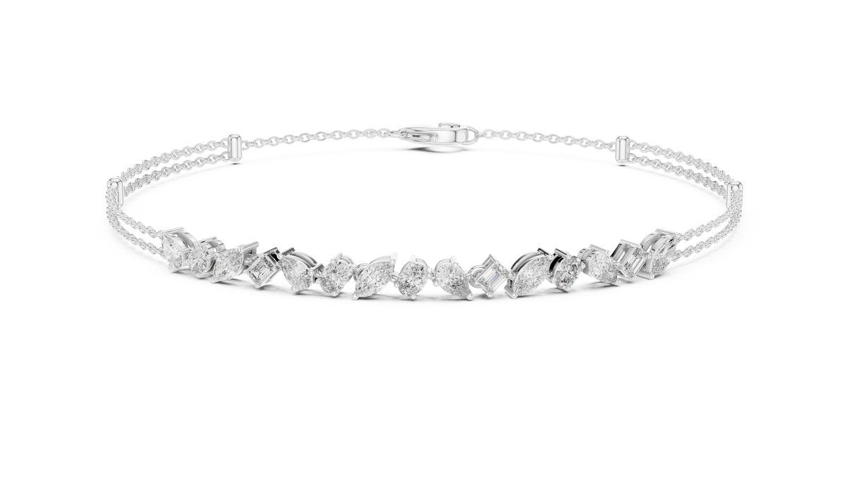 Luxury Multi-Shape Diamond Chain Bracelet in 14K Gold