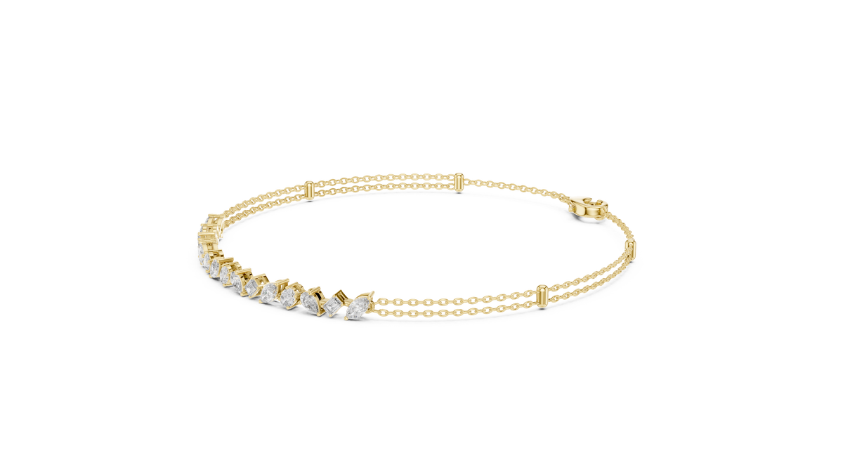 Luxury Multi-Shape Diamond Chain Bracelet in 14K Gold