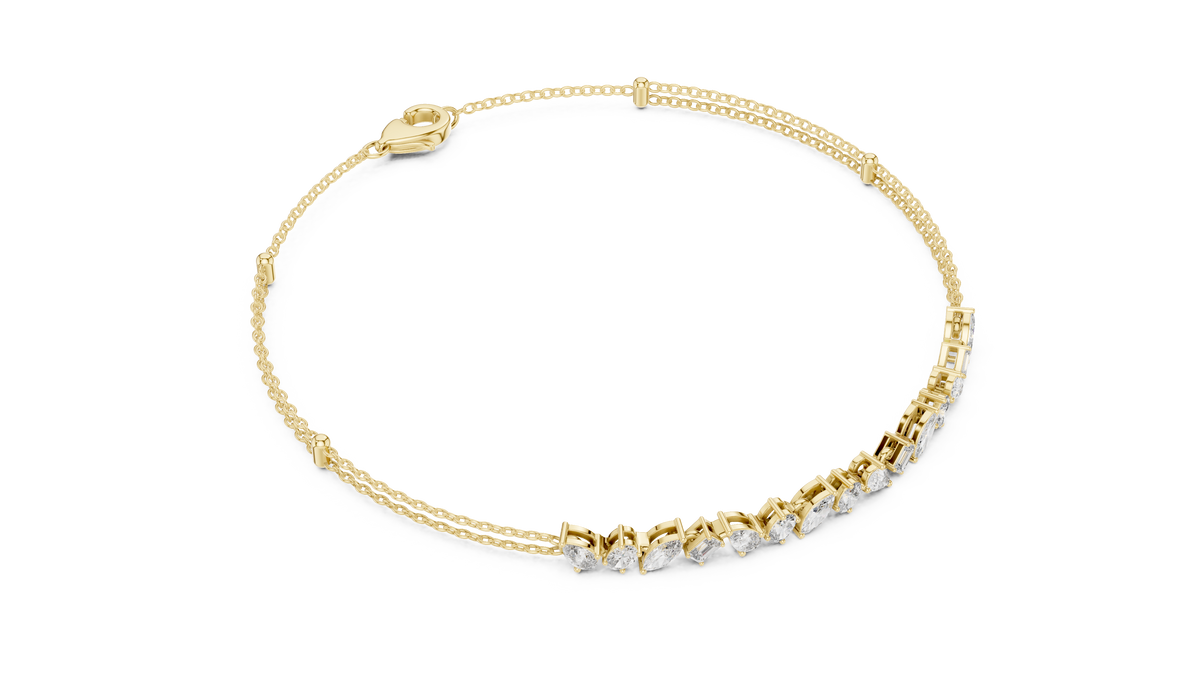 Luxury Multi-Shape Diamond Chain Bracelet in 14K Gold