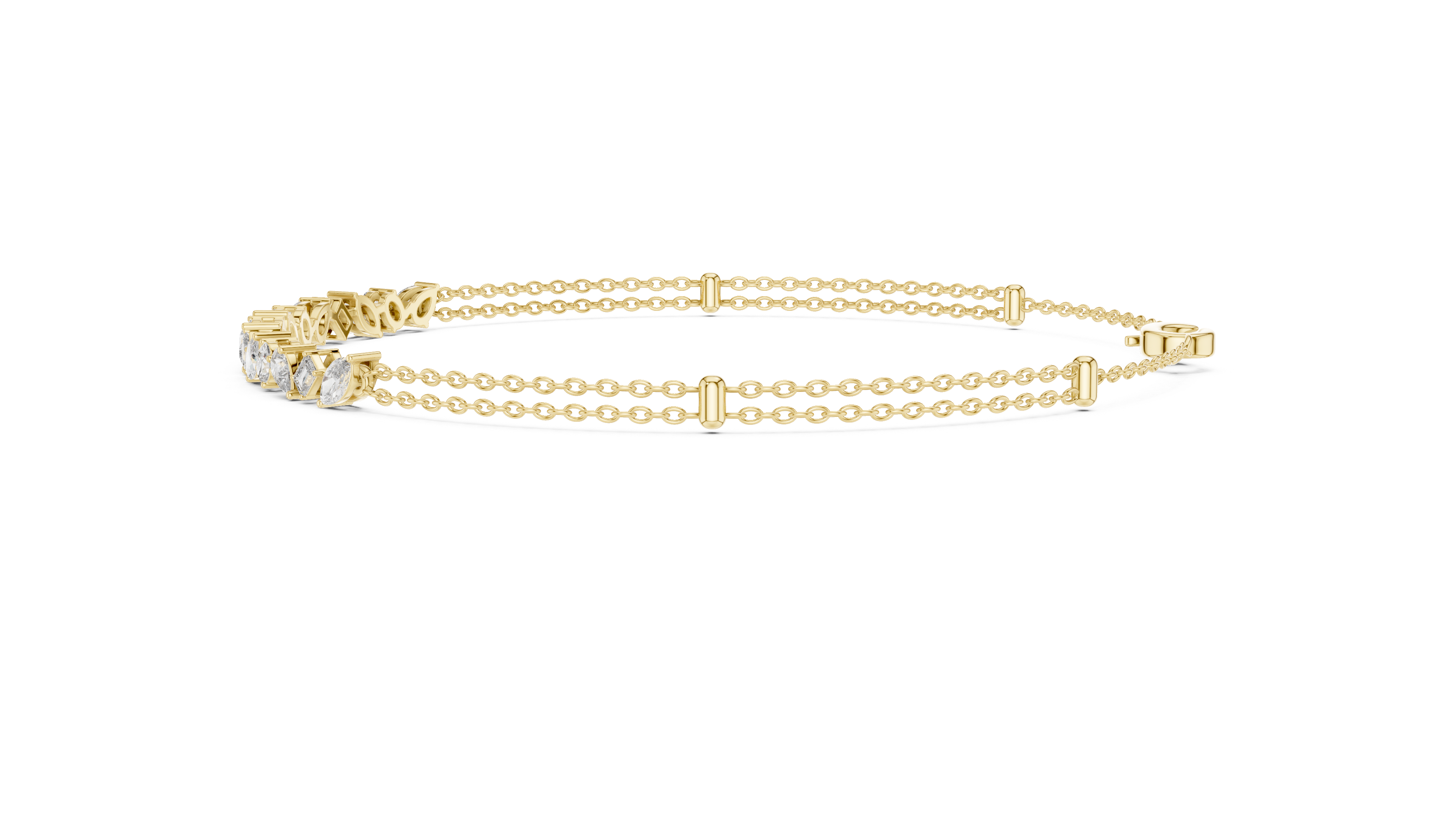 Luxury Multi-Shape Diamond Chain Bracelet in 14K Gold