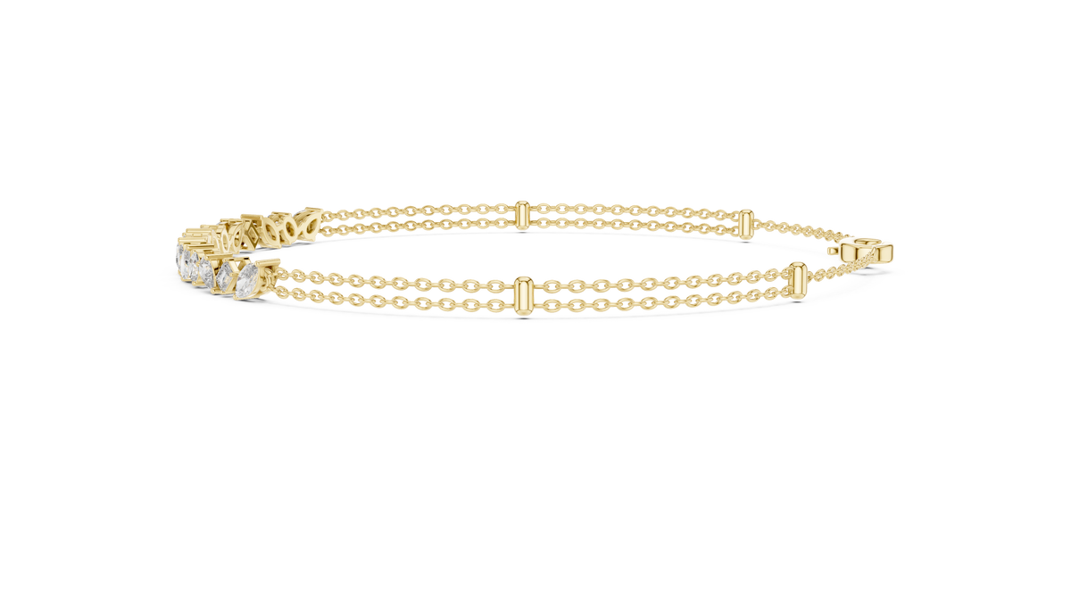 Luxury Multi-Shape Diamond Chain Bracelet in 14K Gold