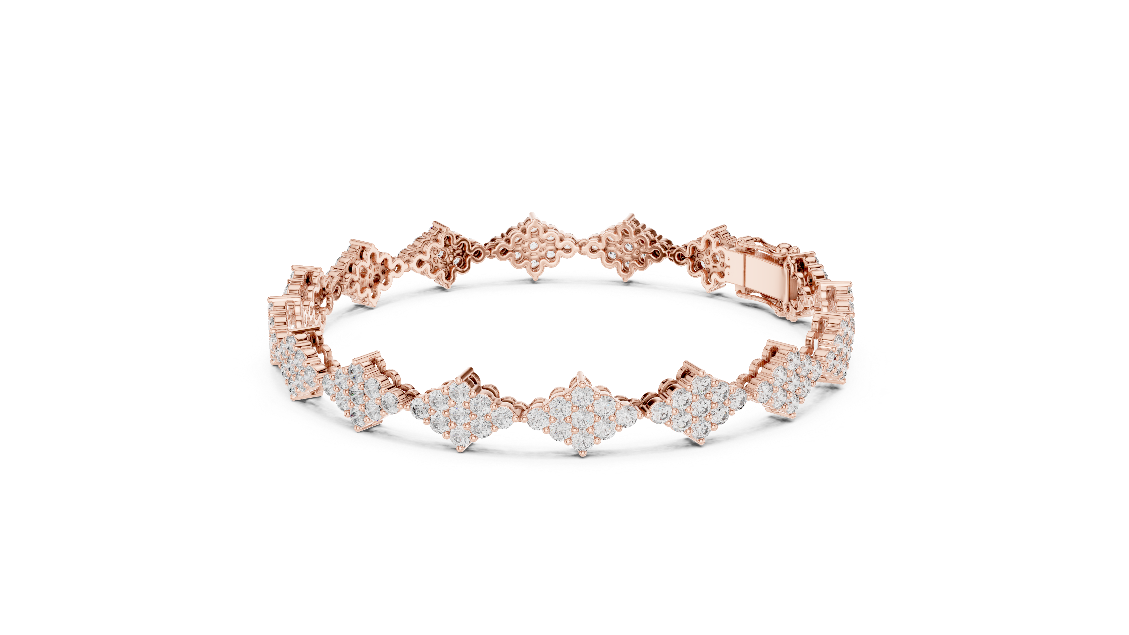 Luxury Cluster Diamond Tennis Bracelet in 14K Gold