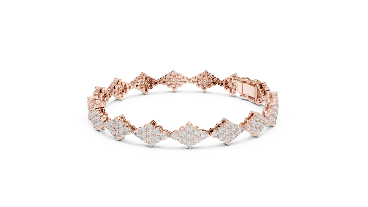 Luxury Cluster Diamond Tennis Bracelet in 14K Gold
