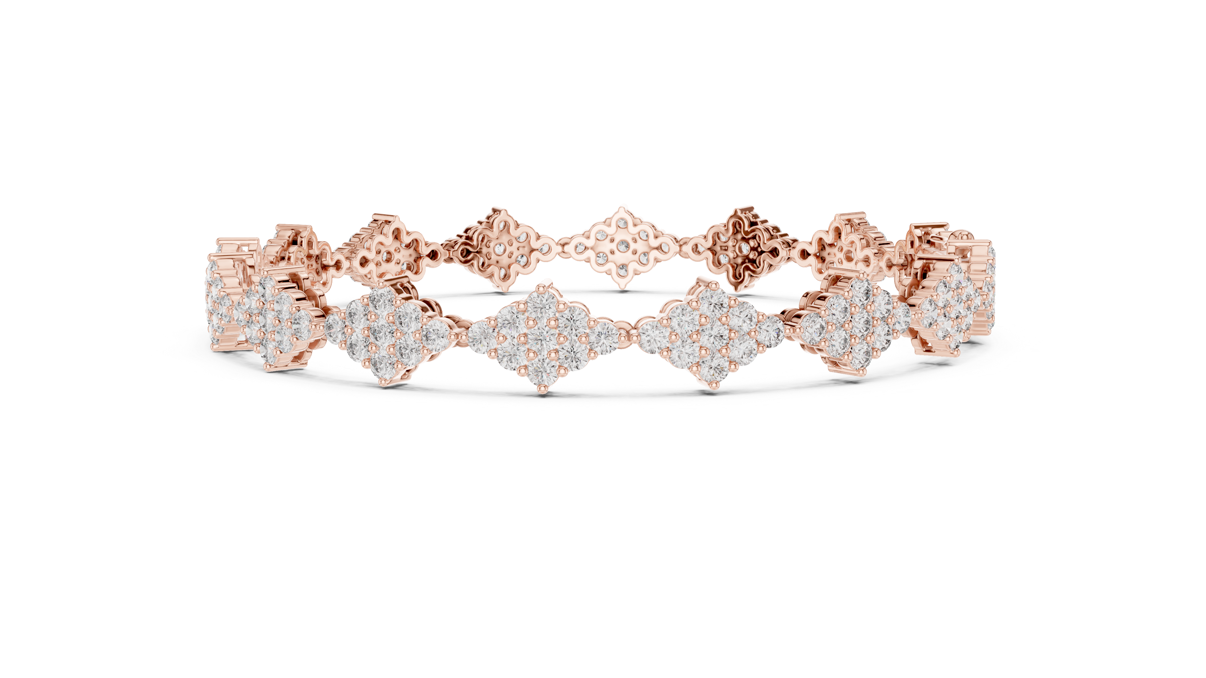 Luxury Cluster Diamond Tennis Bracelet in 14K Gold