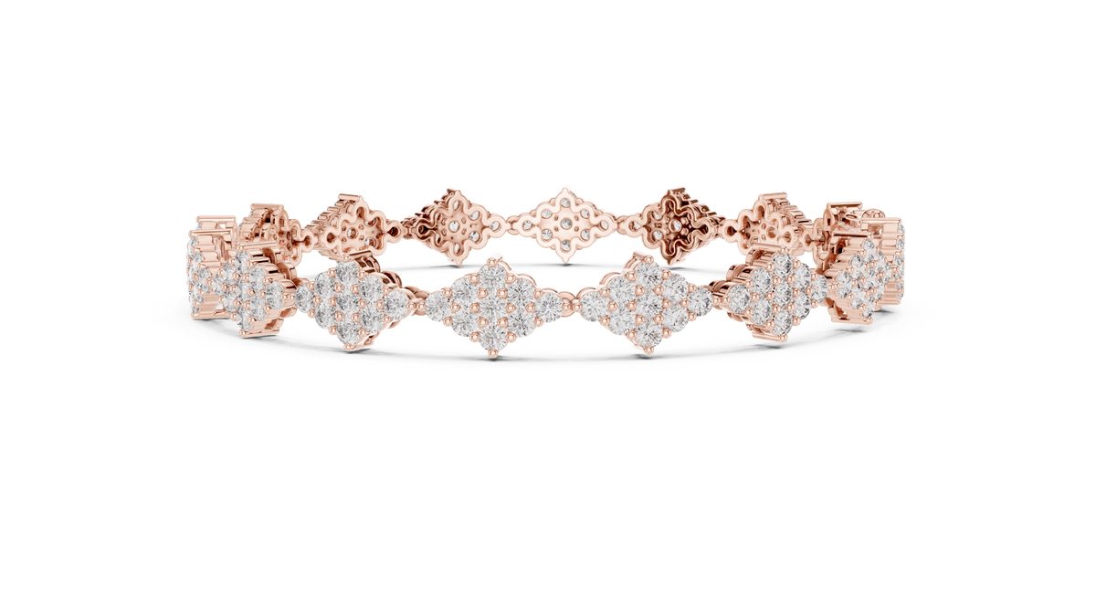 Luxury Cluster Diamond Tennis Bracelet in 14K Gold