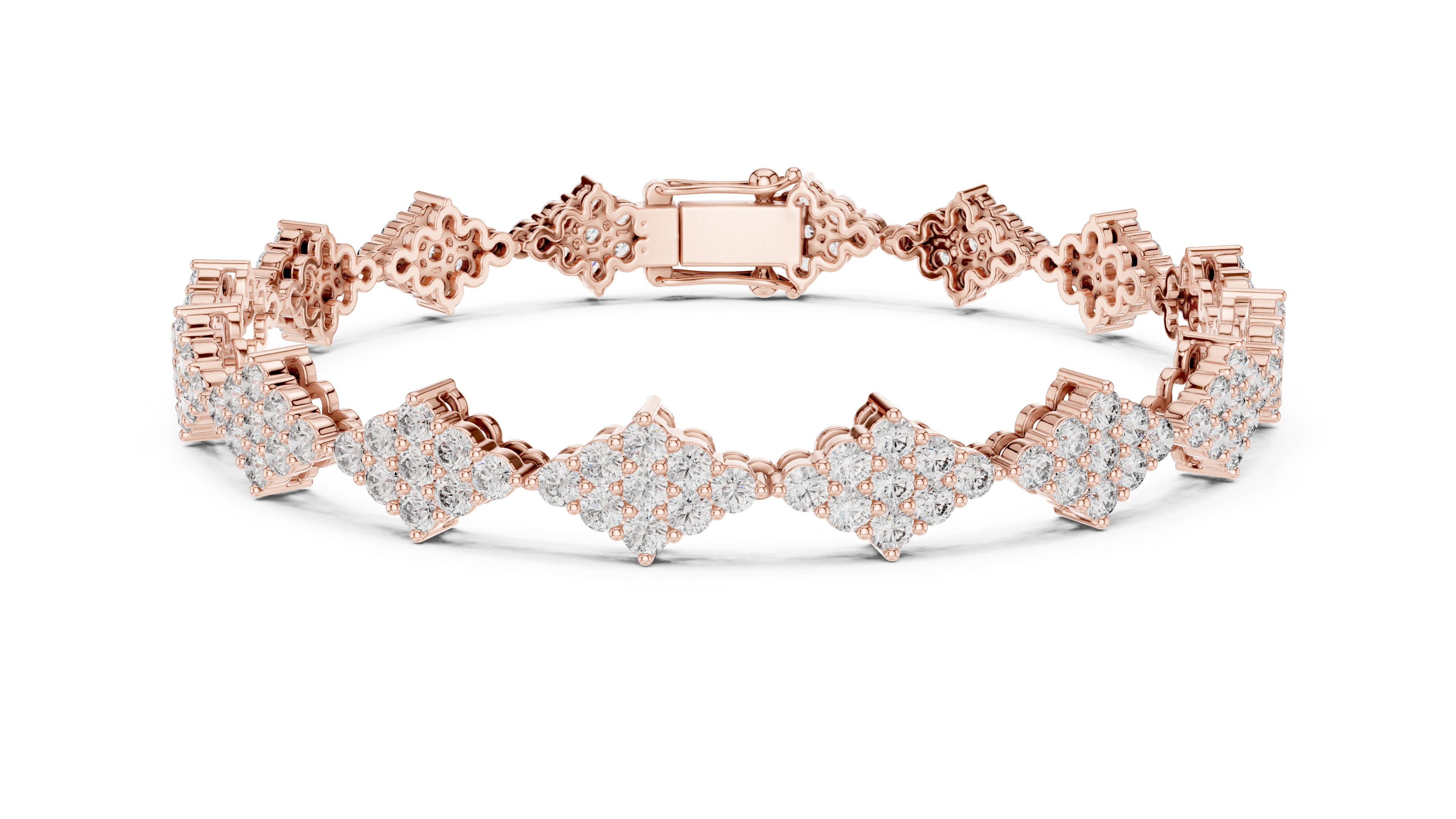 Luxury Cluster Diamond Tennis Bracelet in 14K Gold