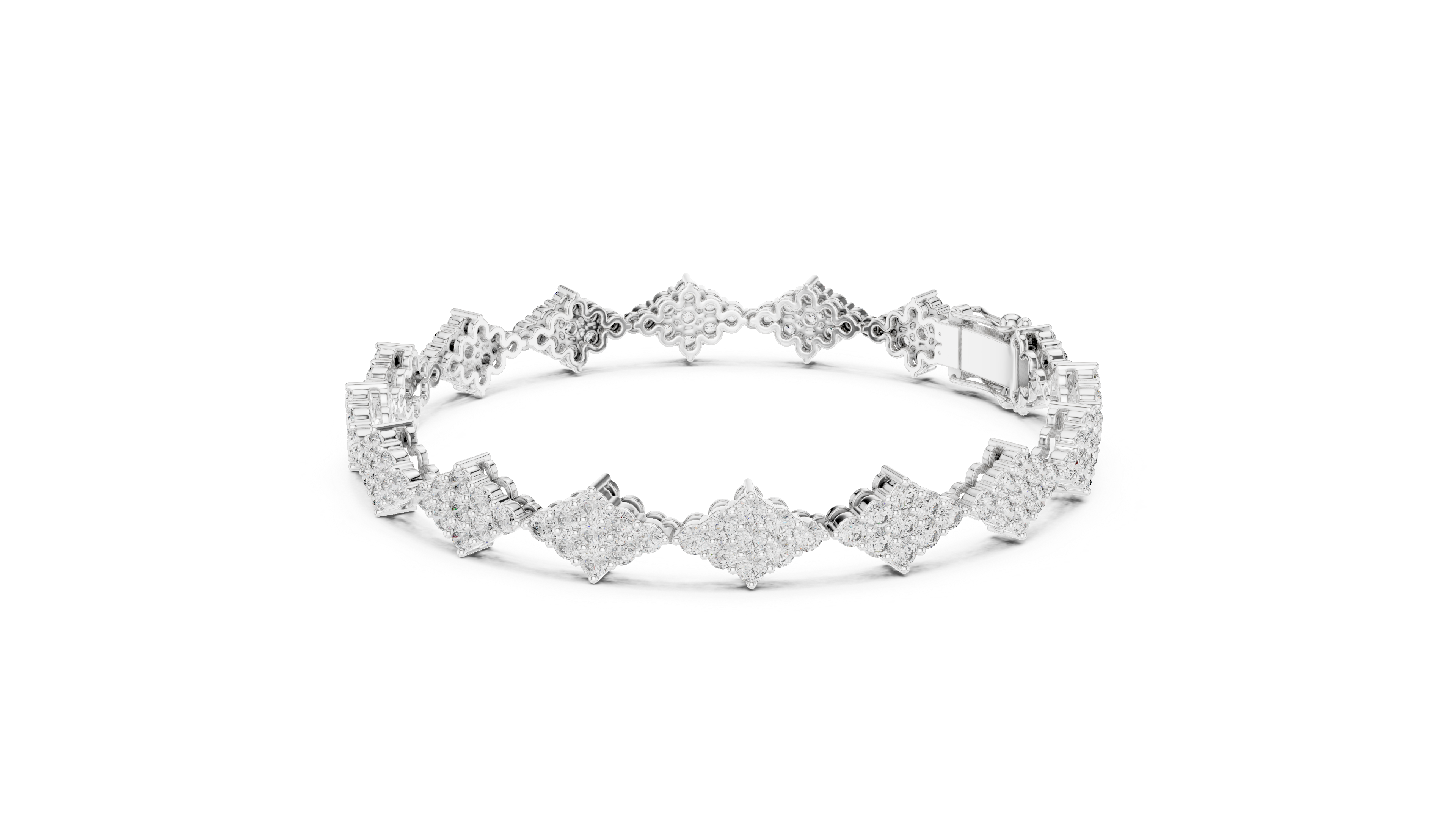 Luxury Cluster Diamond Tennis Bracelet in 14K Gold